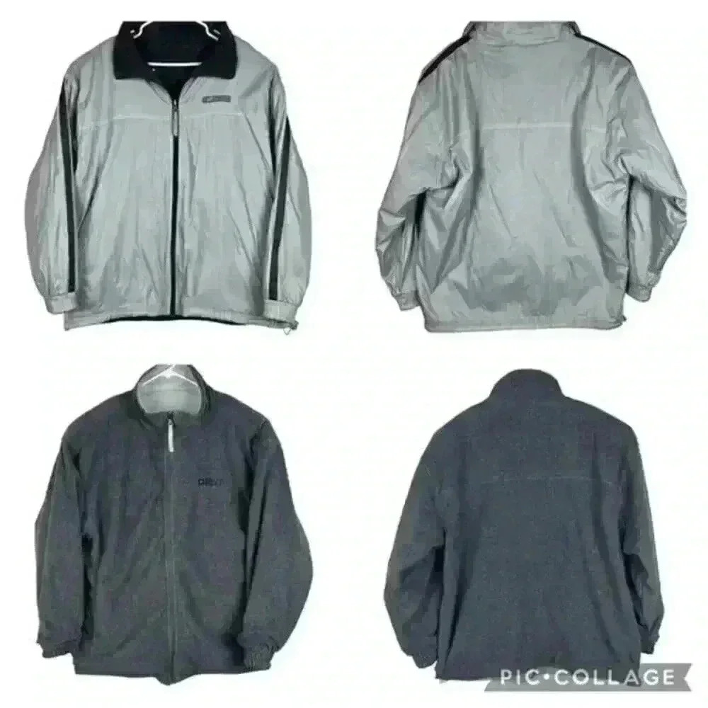 Southpole Men's Size XL Silver Gray Reversible Bomber‎ ZipUp Jacket Fleece